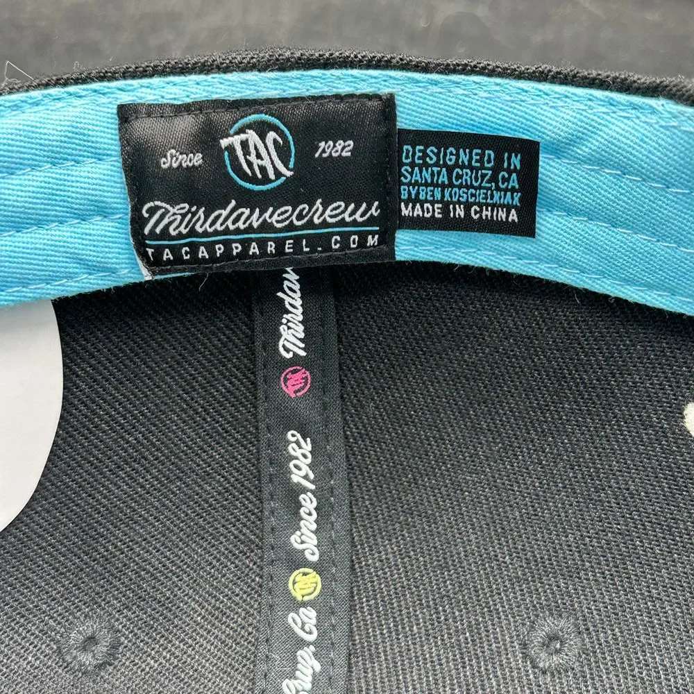 TAC Splat‎ Hat Snapback Checker Multicolor Brim Black Blue O/S Party  90s Skater